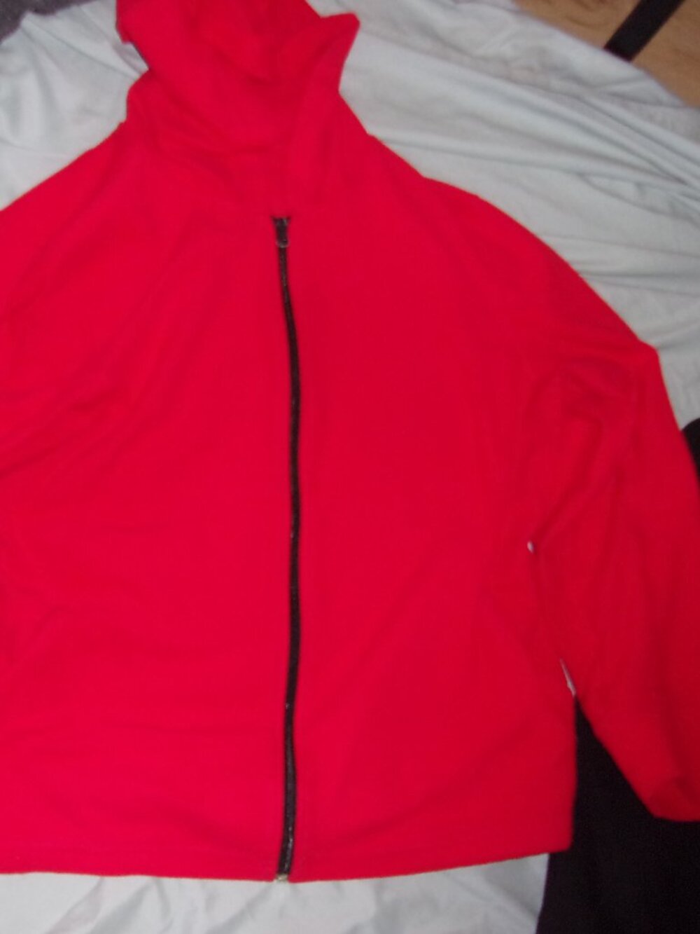 womens size medium red sweatshirt coat fleece jacket hoodie